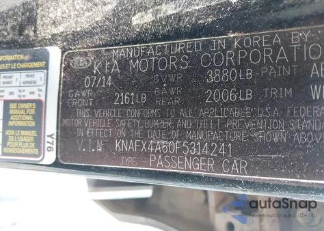 2015 Kia Forte Lx из США, поврежденный, VIN KNAFX4A60F5314241